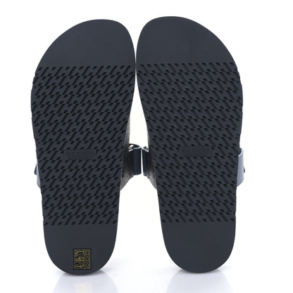 Hermes Epsom Mens Chypre Sandals 42 Black Bleu Céleste 5 of 9
