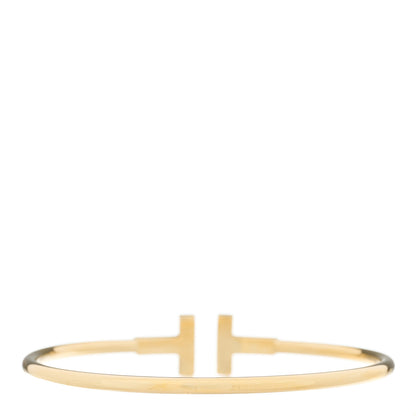 Tiffany 18K Yellow Gold Diamond T Wire Bracelet 2 of 3