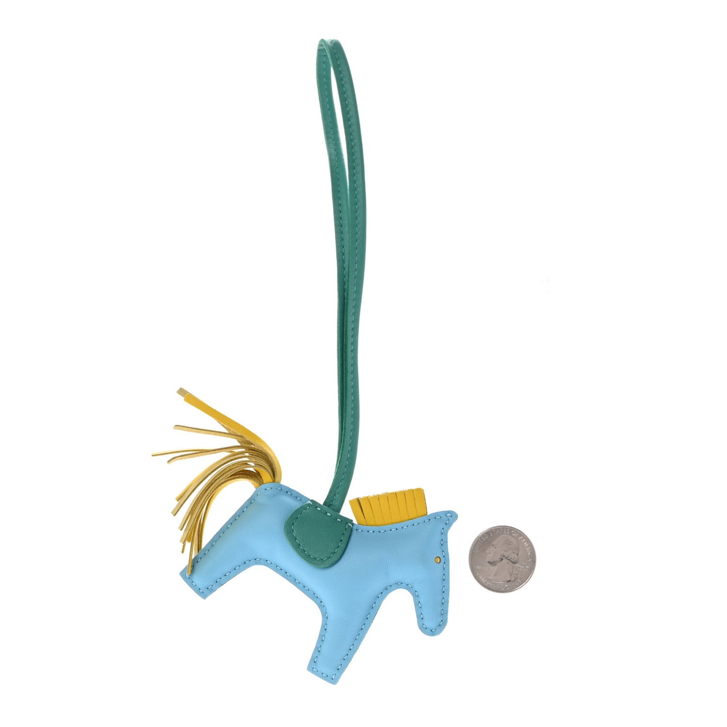 Milo Lambskin Grigri Rodeo Horse Bag Charm PM Bleu Celeste Lime Malachite
