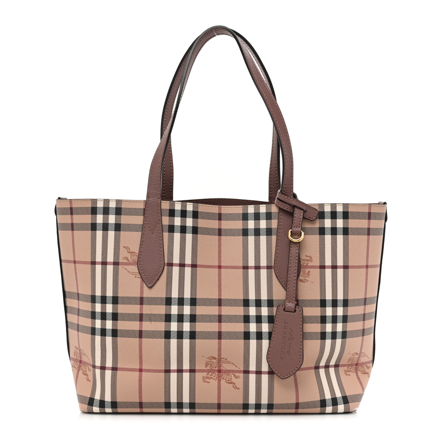 Grainy Calfskin Haymarket Check Medium Reversible Tote Light Elderberry