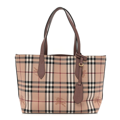 Burberry Grainy Calfskin Haymarket Check Medium Reversible Tote Light Elderberry 1 of 18