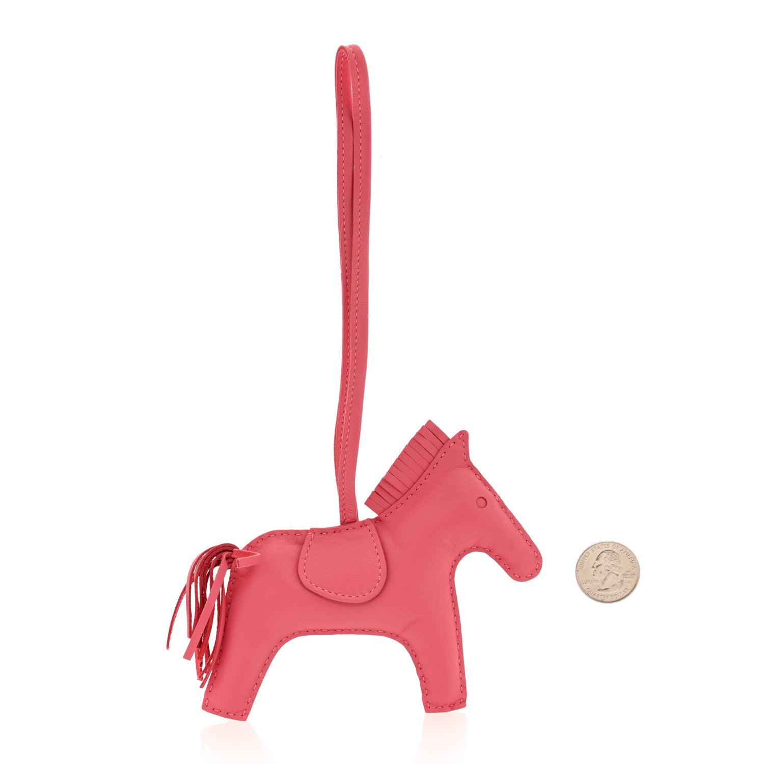 Hermes Milo Lambskin Grigri Rodeo Horse Bag Charm MM Rose Azalee 2 of 4