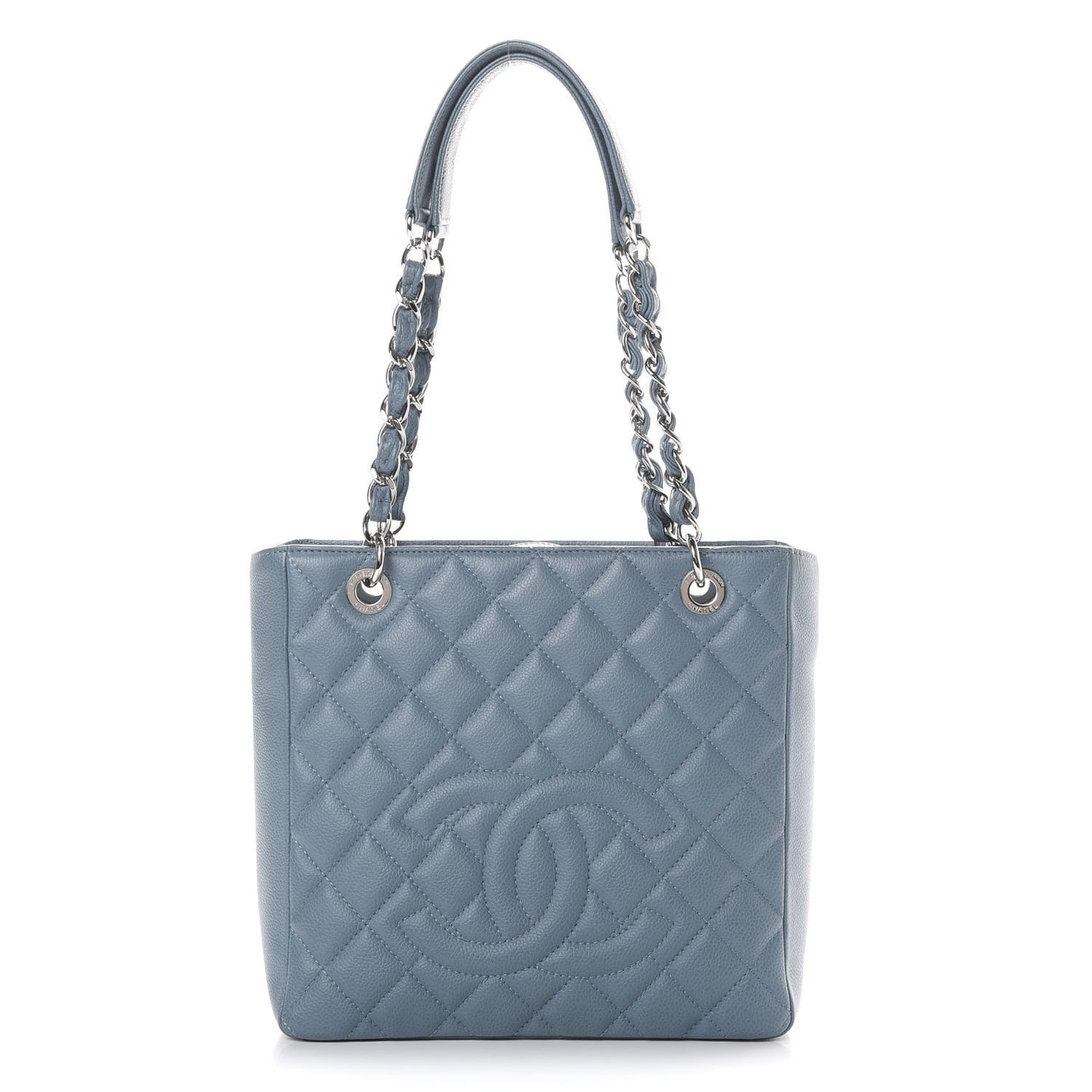 Caviar Quilted Petit Shopping Tote PST Blue