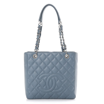 Chanel Caviar Quilted Petit Shopping Tote PST Blue 1 of 9