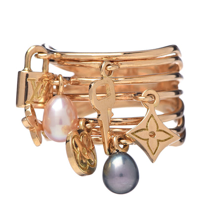 Louis Vuitton 18K Yellow Gold Freshwater Pearl Monogram Charm Ring 53 6.25 3 of 5