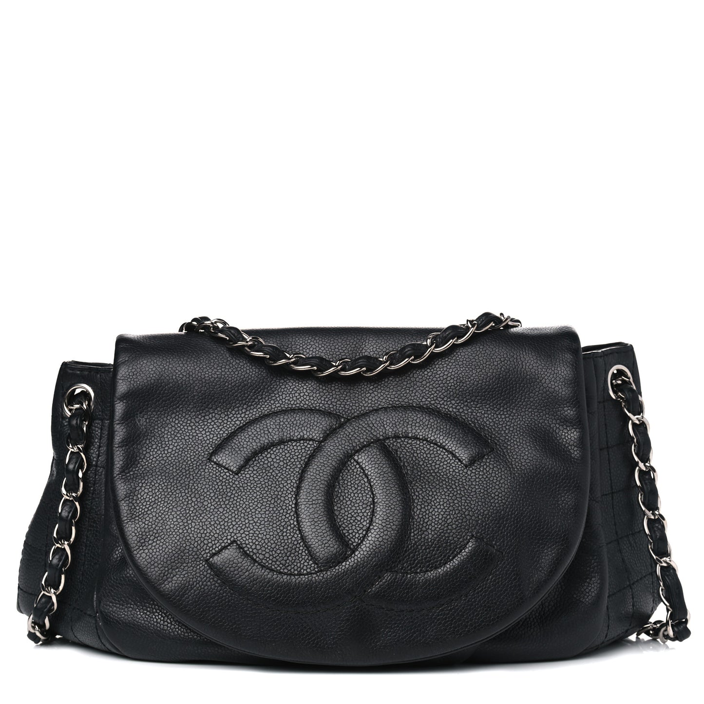 Caviar Half Moon Large Flap Black