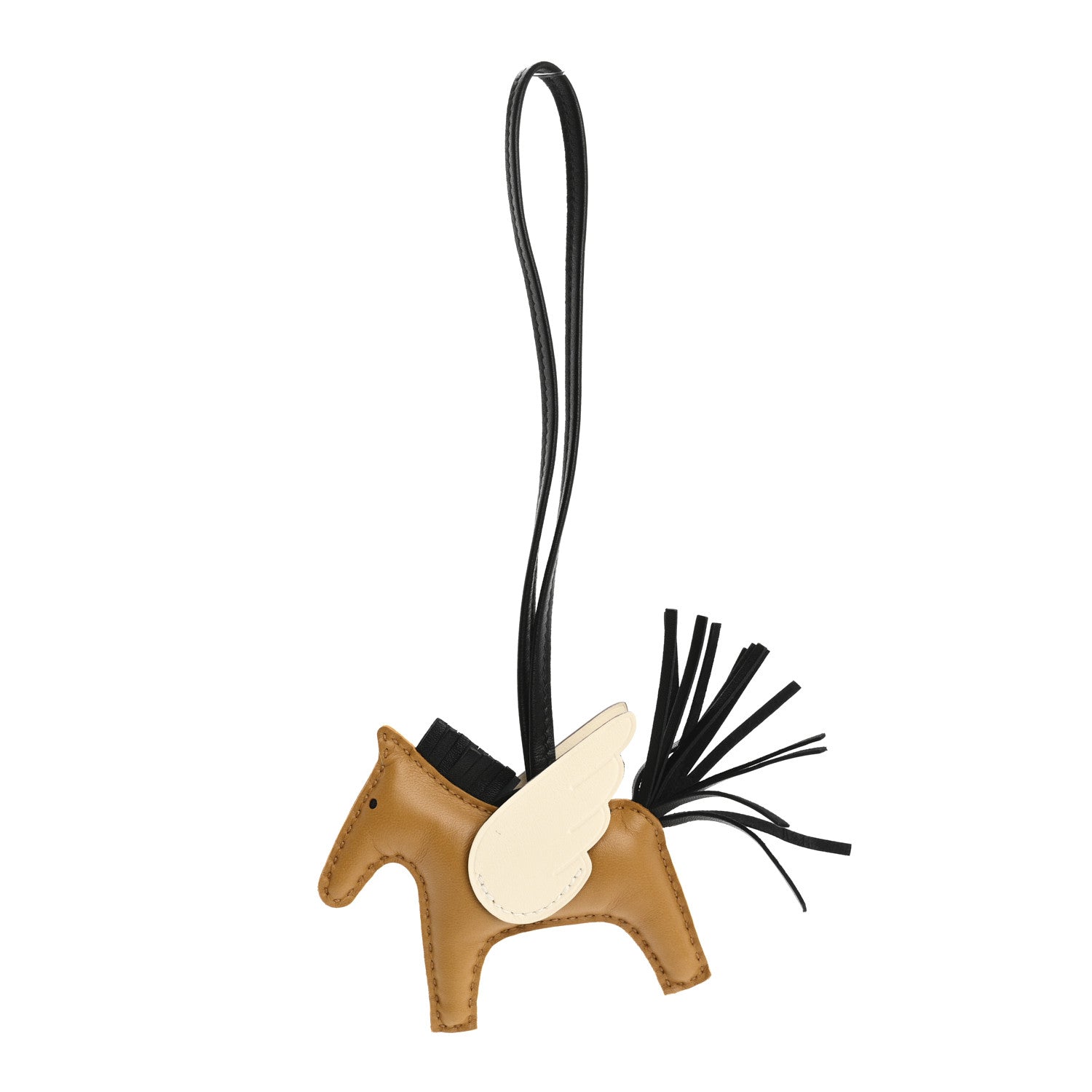 Hermes Milo Lambskin Grigri Rodeo Pegase Horse Bag Charm PM Sesame Black Nata 1 of 5