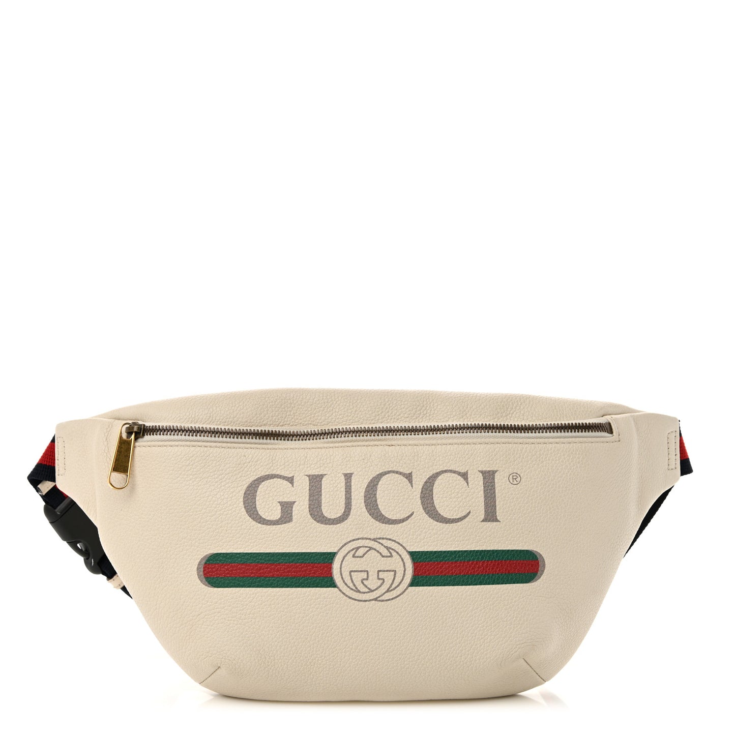 Grained Calfskin Logo Belt Bag White