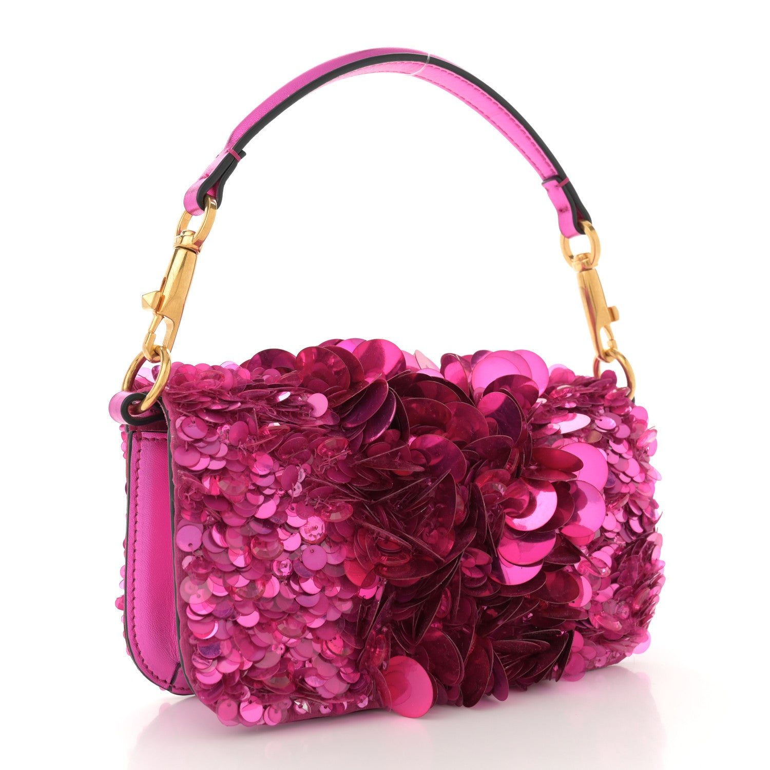 Valentino Garavani Sequin Vlogo Embroidered Small Loco Shoulder Bag Pink PP 3 of 10