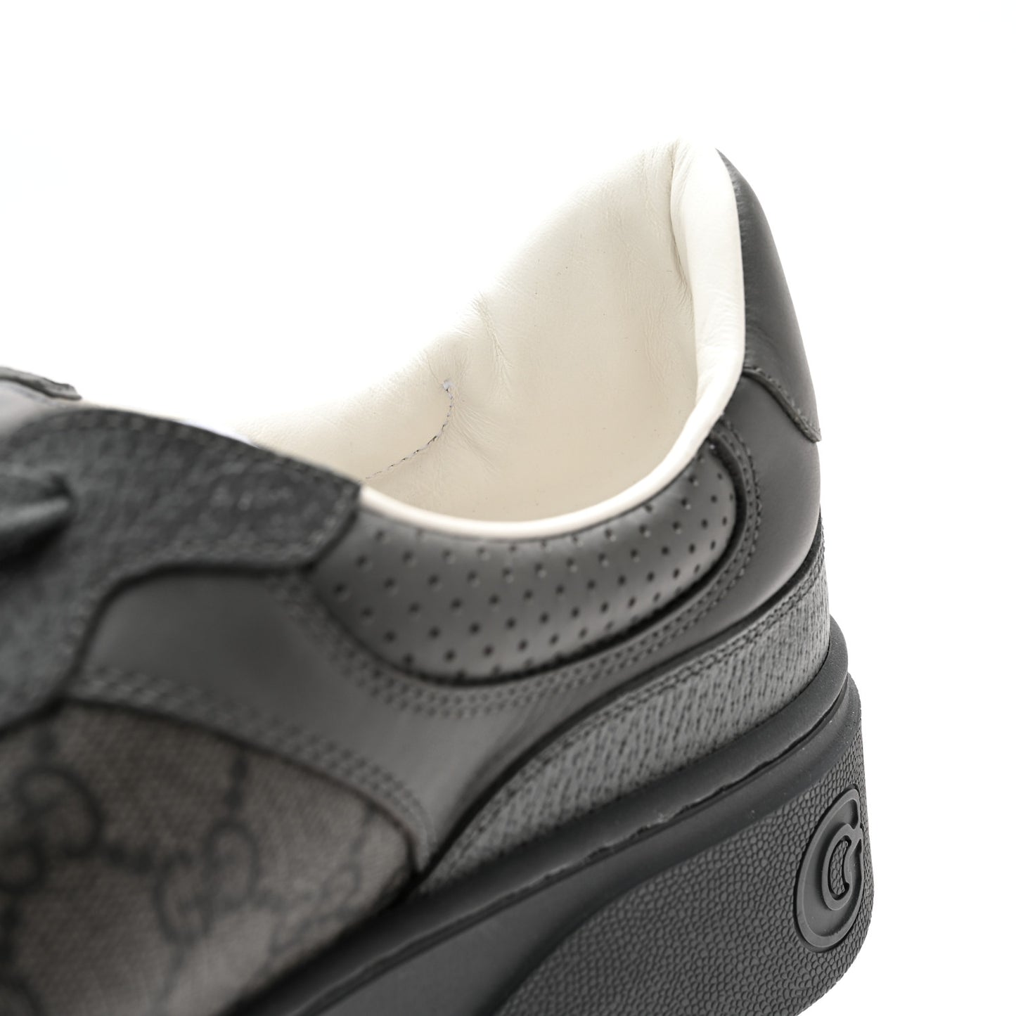 Textured Dollar Calfskin GG Supreme Monogram Mens Chunky Sneakers 12 Graphite Grey Black Grey