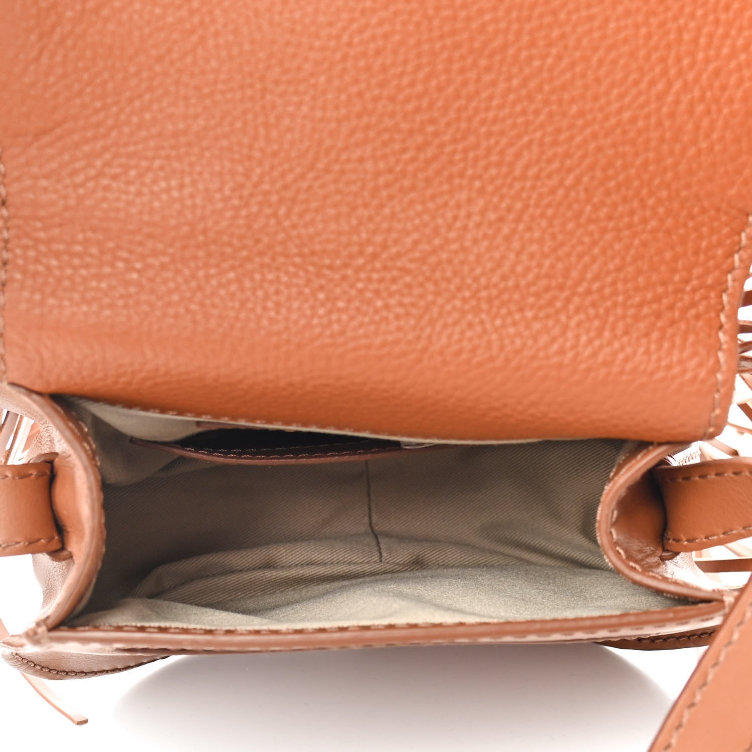 Chloe Calfskin Mini Marcie Round Fringe Crossbody Bag Tan 4 of 8