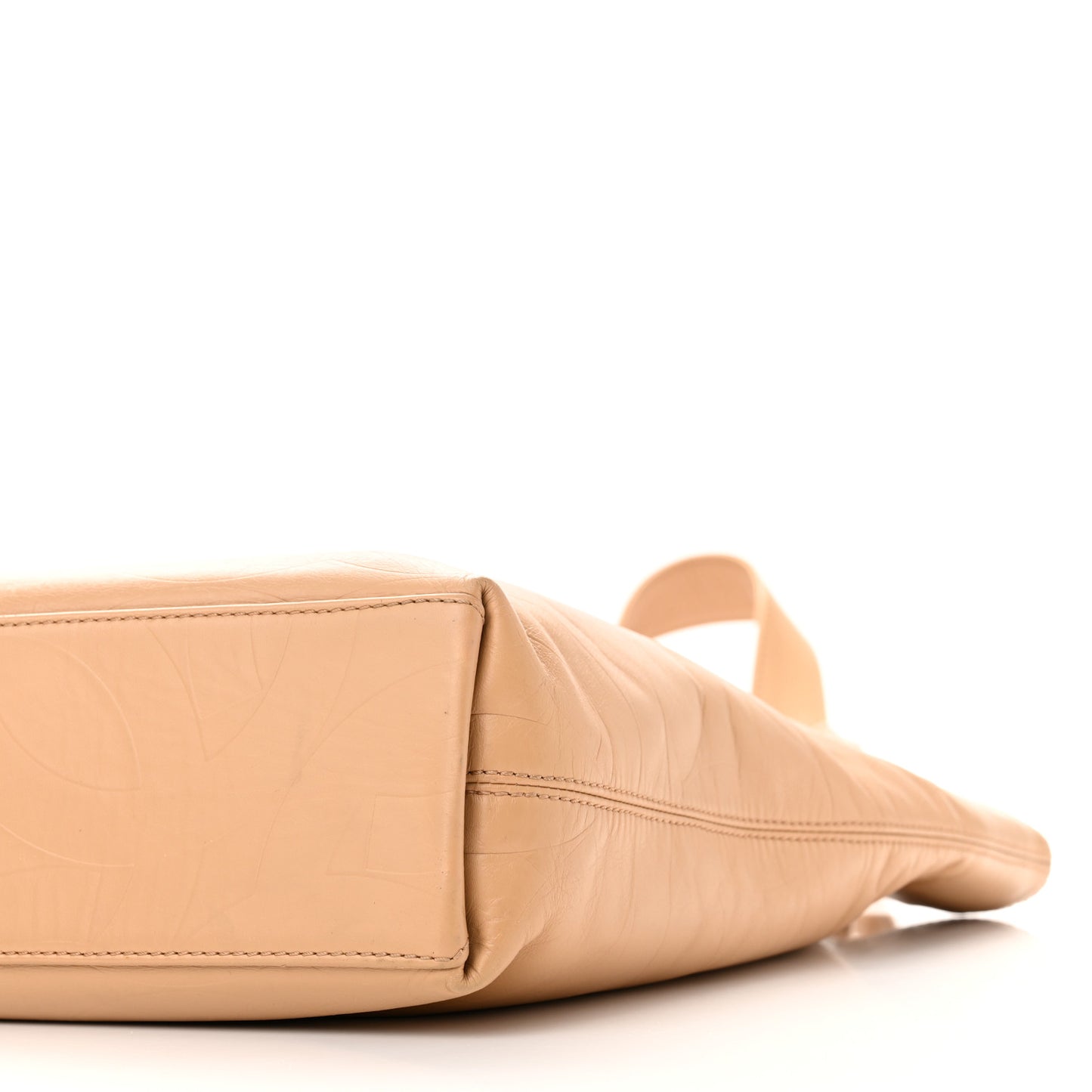 Calfskin Embossed CC Shoulder Bag Beige