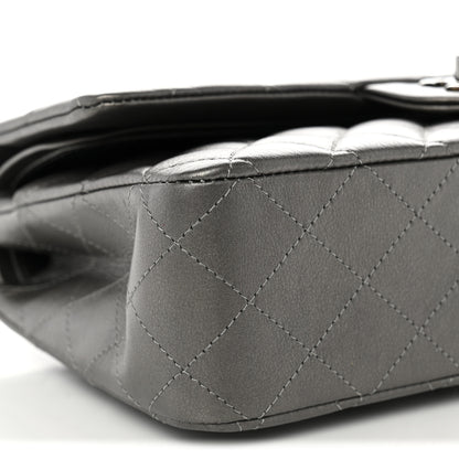 Chanel Metallic Calfskin Quilted Medium Double Flap Ruthenium Ruthenium 9 of 11