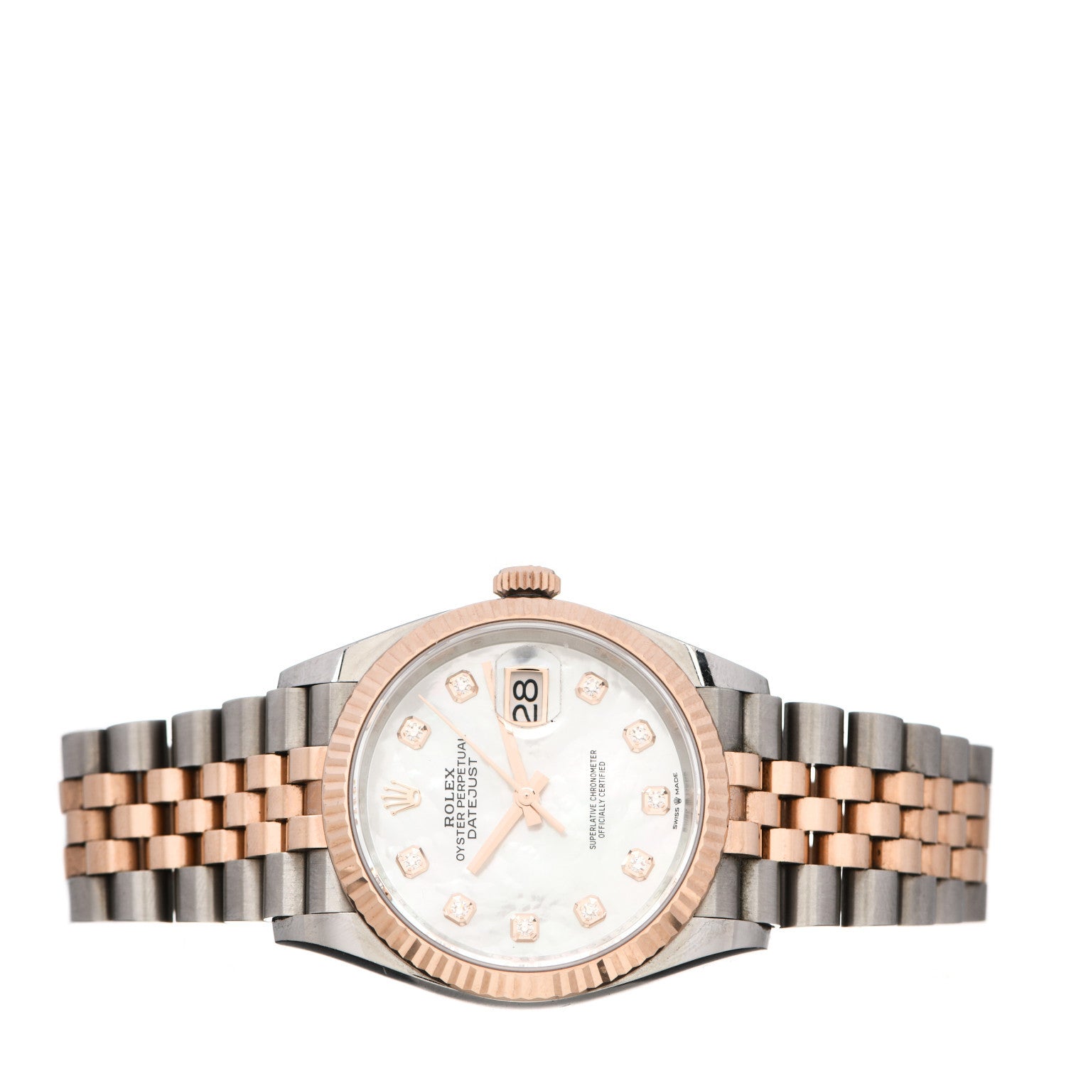 Rolex Stainless Steel 18K Everose Gold Diamond Mother of Pearl 36mm Oyster Perpetual Datejust Watch 126231 2 of 5