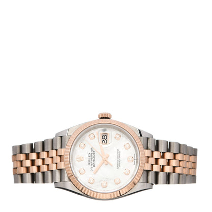 Rolex Stainless Steel 18K Everose Gold Diamond Mother of Pearl 36mm Oyster Perpetual Datejust Watch 126231 2 of 5