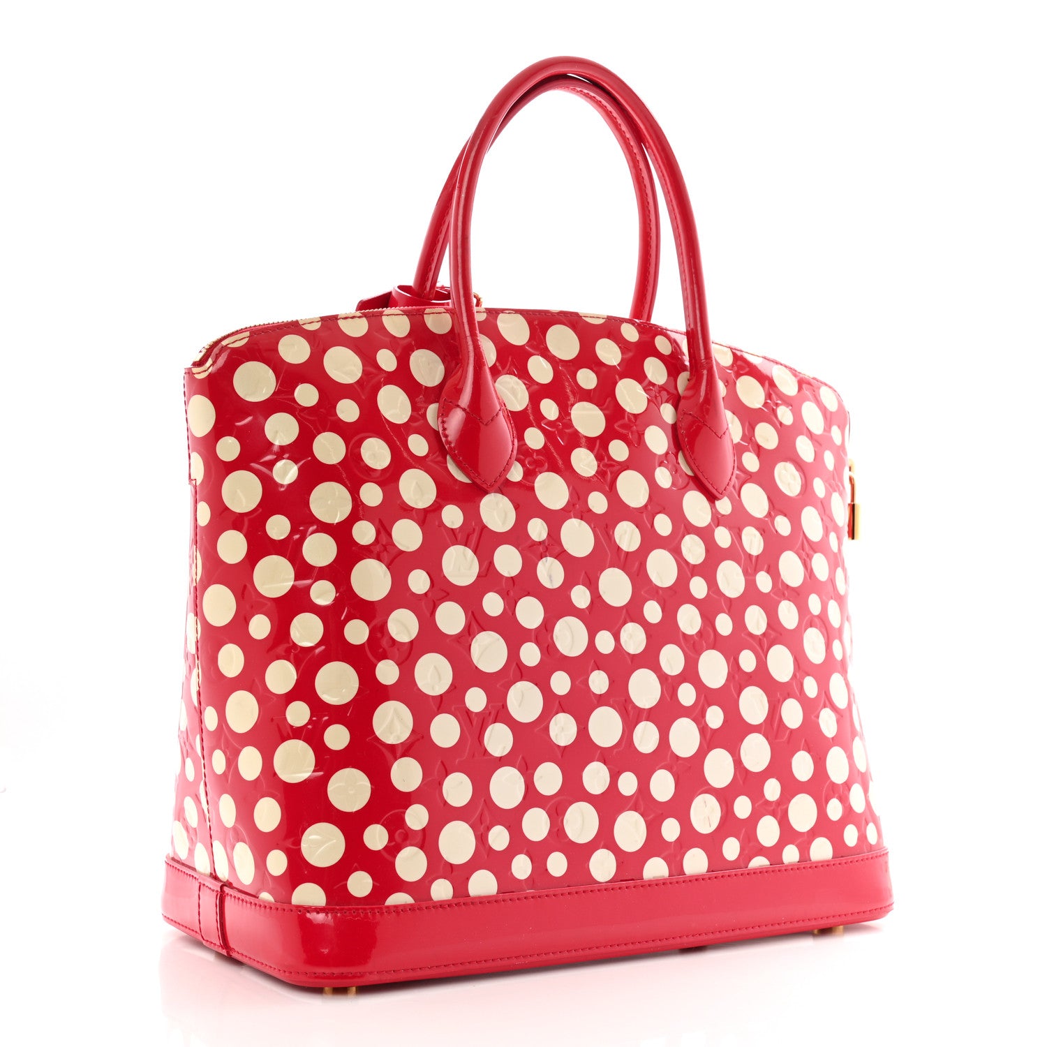 Louis Vuitton Vernis Kusama Infinity Dots Lockit MM Red 3 of 14