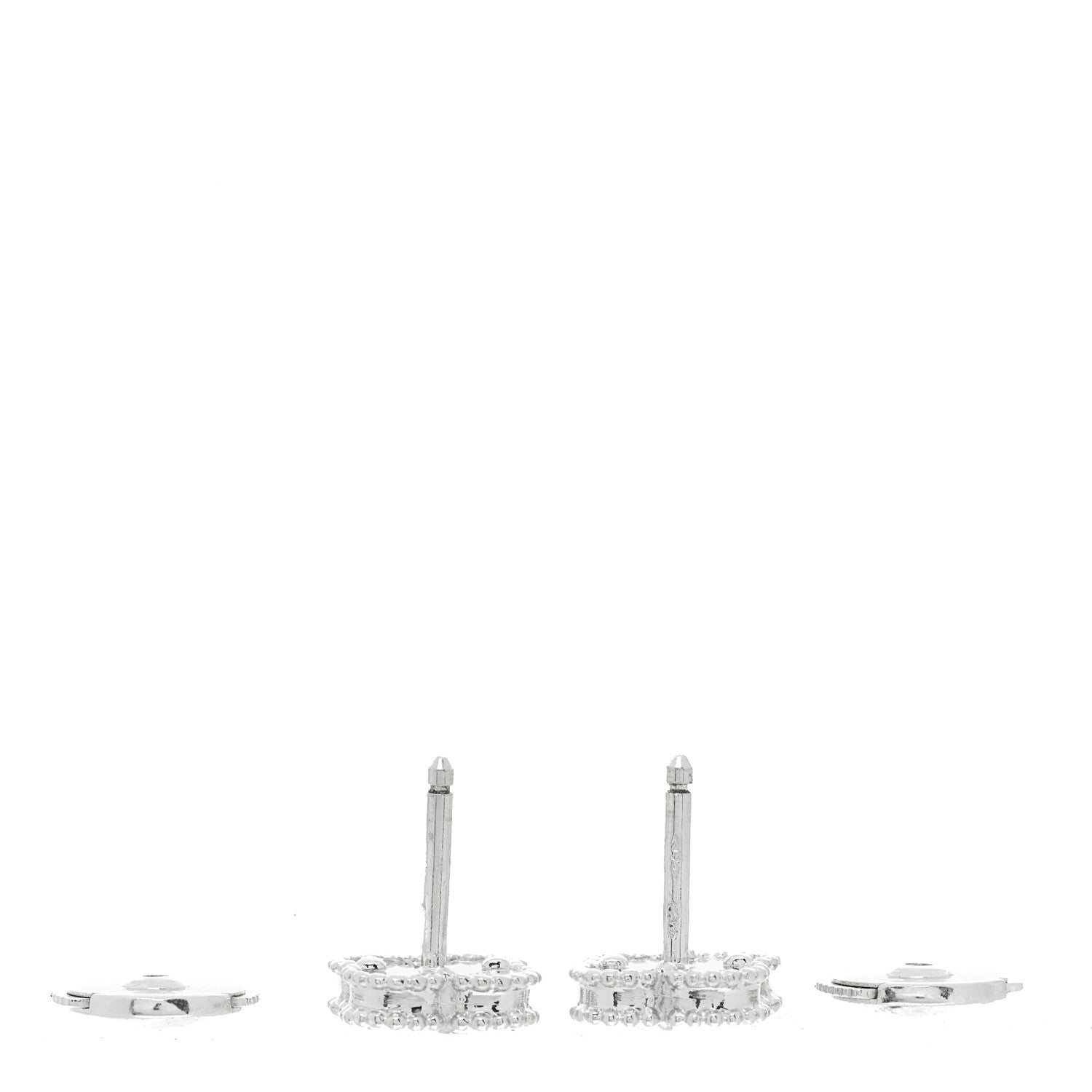 Van Cleef & Arpels 18K White Gold Turquoise Sweet Alhambra Earrings 2 of 6
