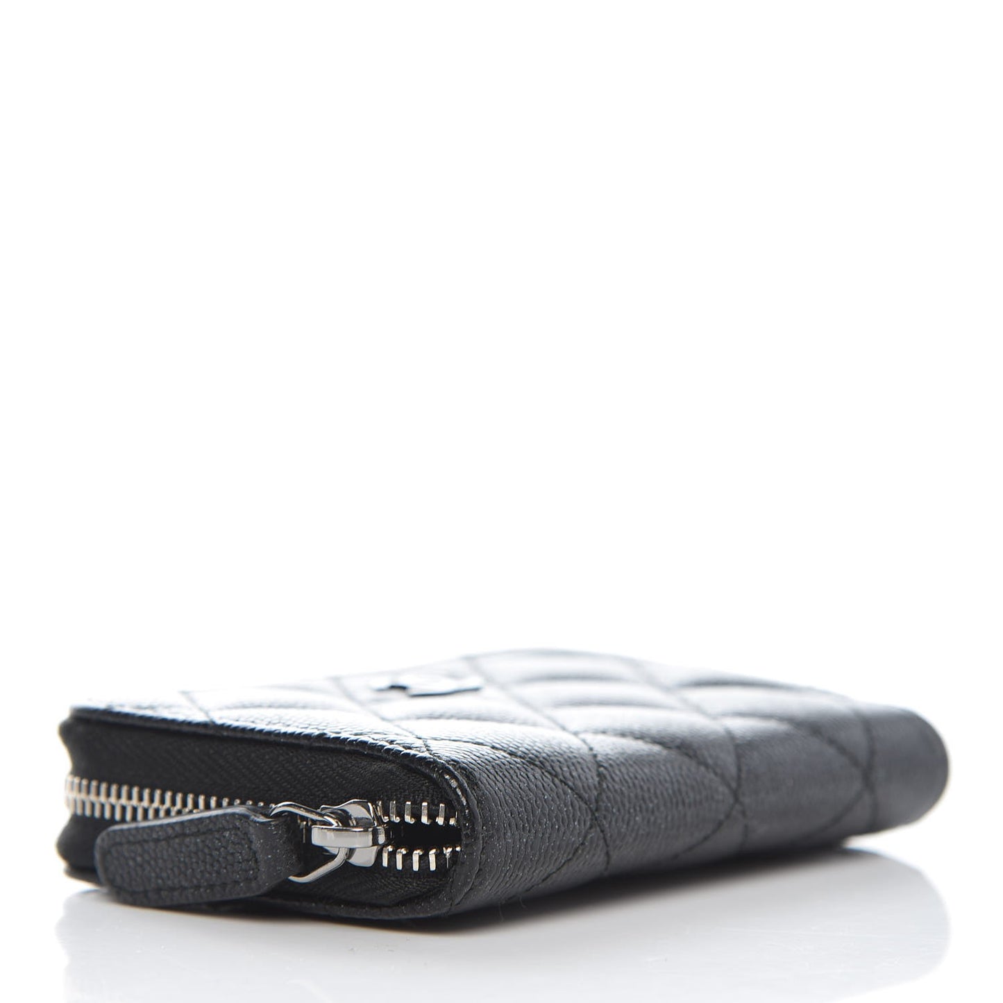 Iridescent Caviar Quilted Zip Coin Purse Black