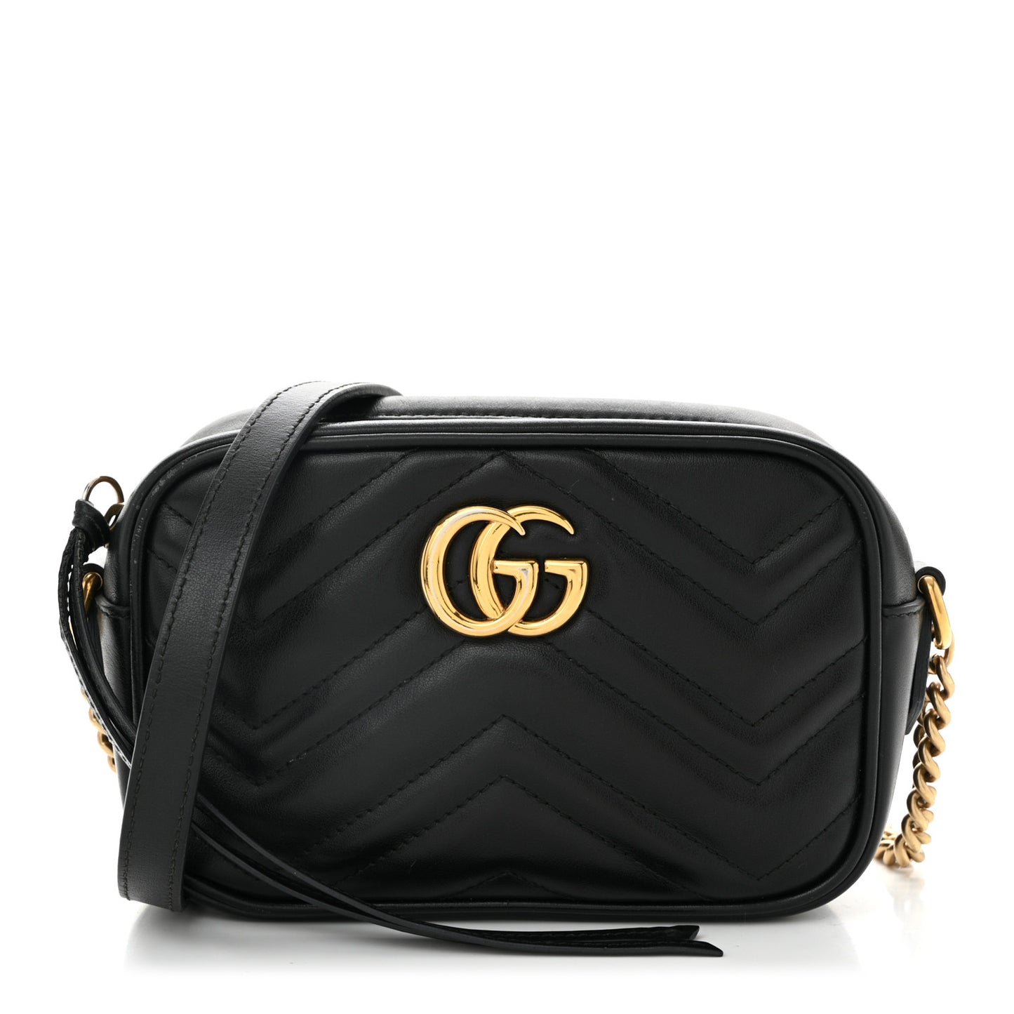 Calfskin Matelasse Mini GG Marmont Chain Shoulder Bag Black