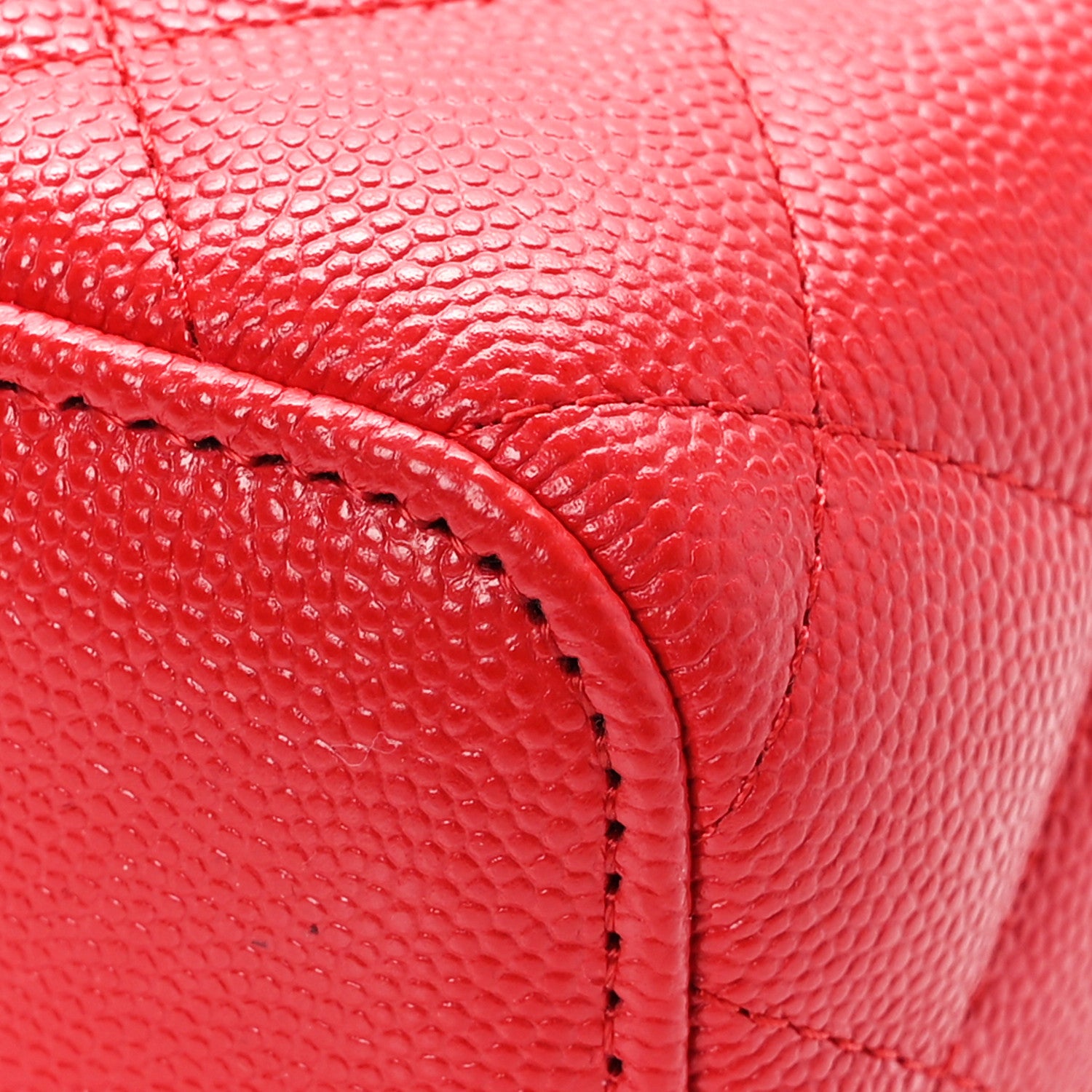 Chanel Caviar Quilted Mini Vanity Case With Chain Red 9 of 11