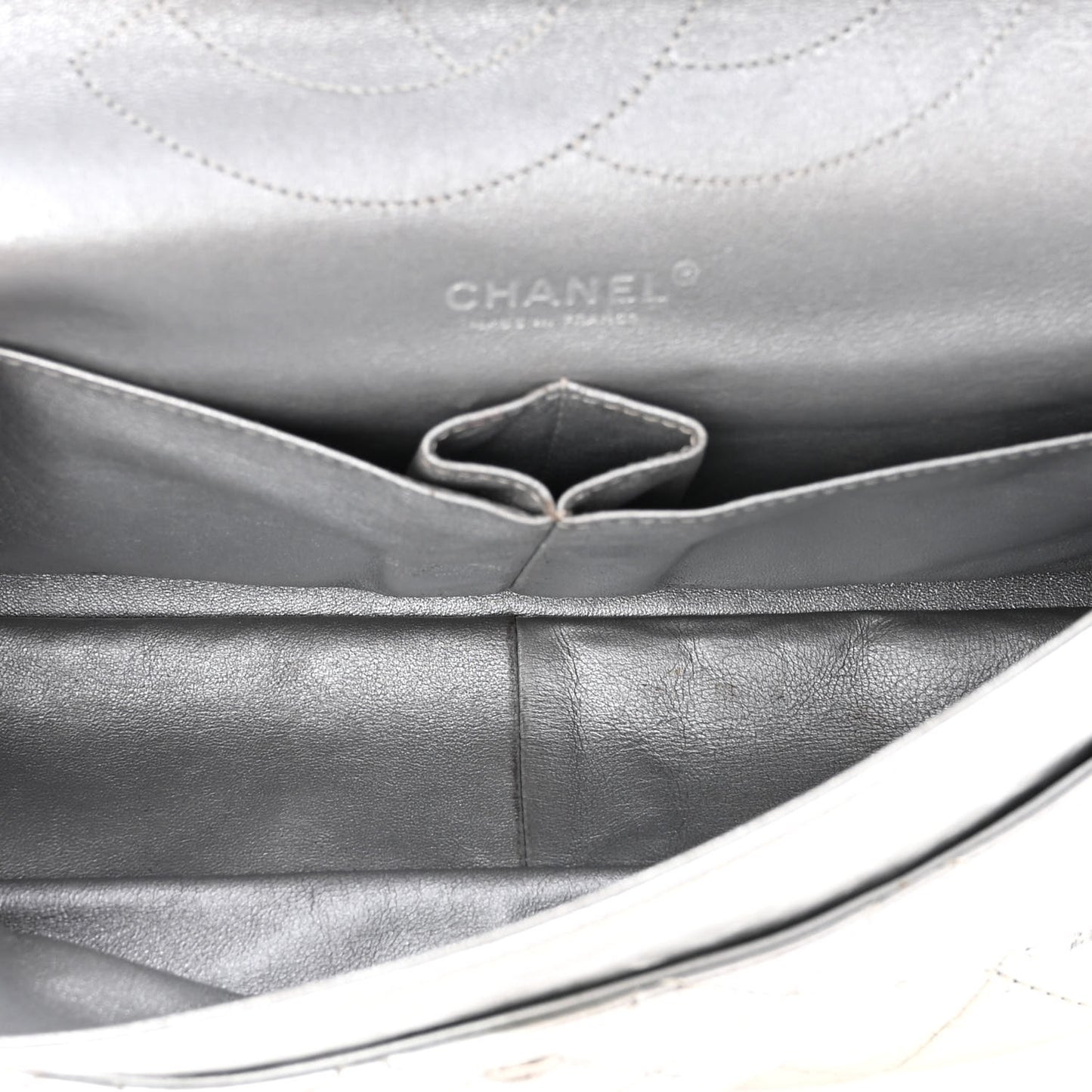 Metallic Aged Calfskin Quilted 2.55 Reissue 227 Flap Silver