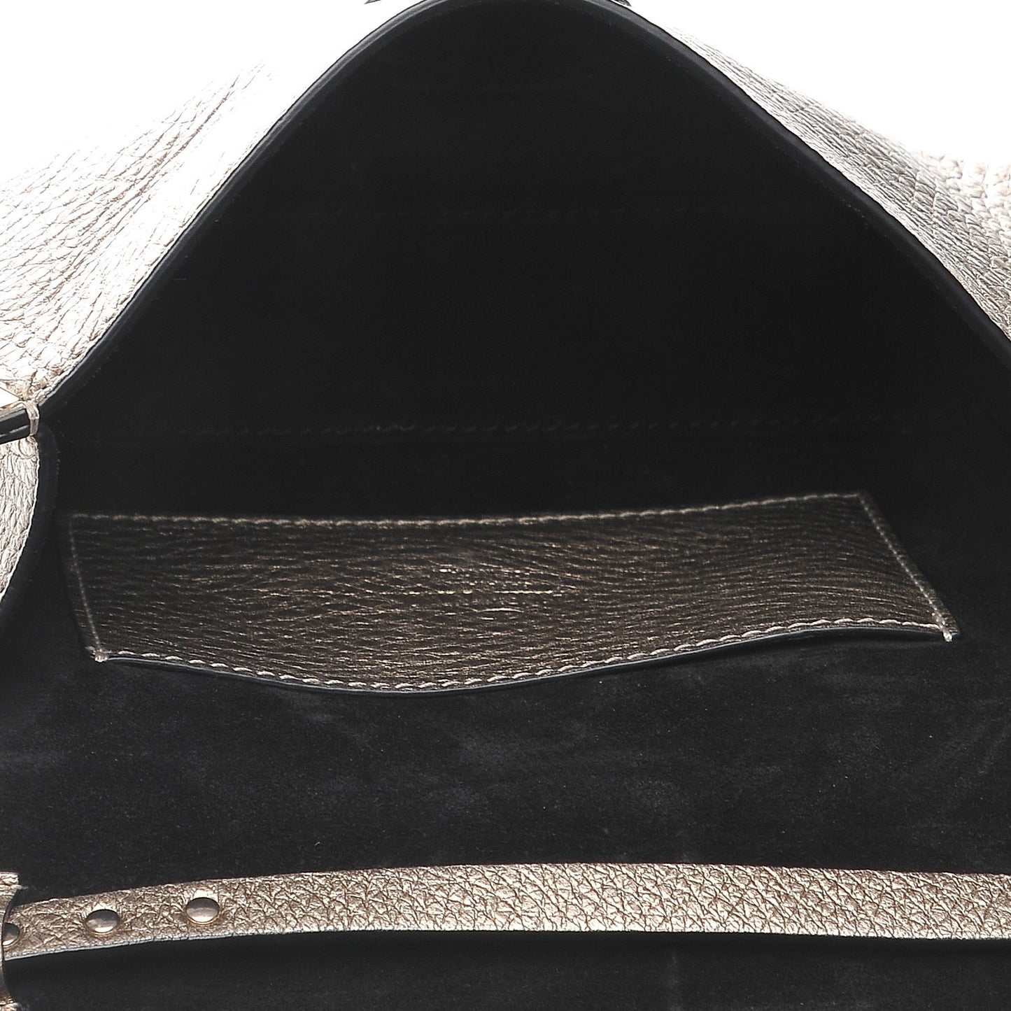 Metallic Pebbled Calfskin Medium Rockstud Flip Lock Crossbody Bag Sasso