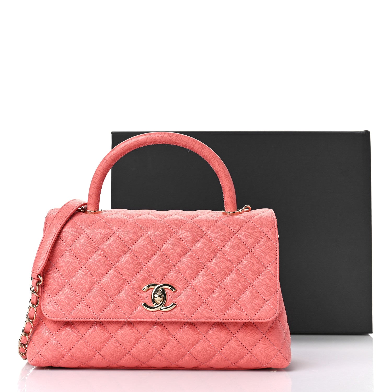 Chanel Caviar Quilted Small Coco Handle Flap Pink 10 of 10