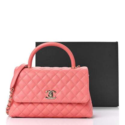 Chanel Caviar Quilted Small Coco Handle Flap Pink 10 of 10
