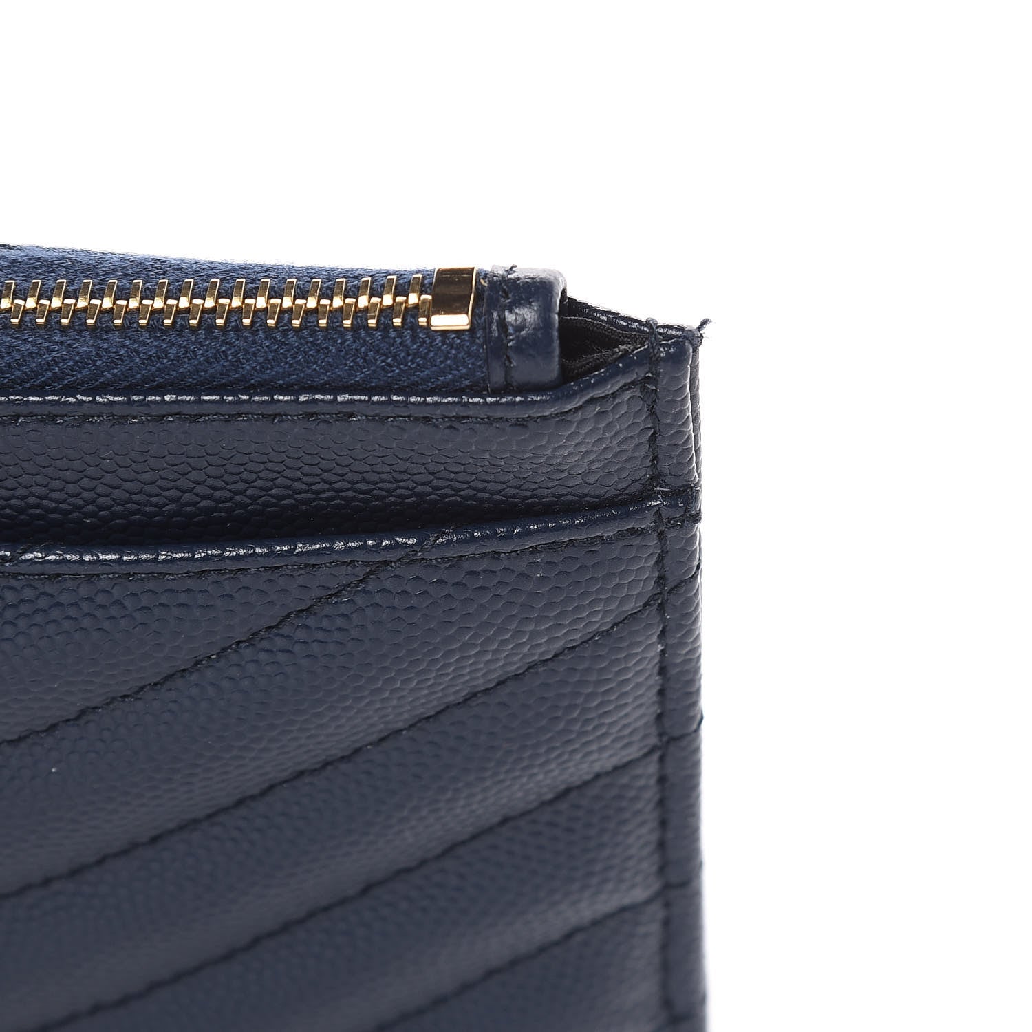 Saint Laurent Grain De Poudre Chevron Monogram Bill Pouch Navy 8 of 8