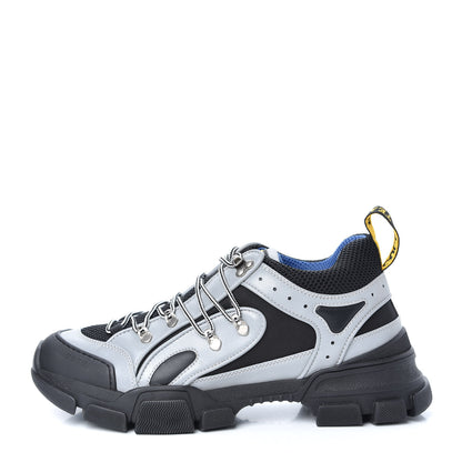 Gucci X SEGA Mesh Technical Canvas Calfskin Reflective Mens Flashtrek Sneakers 10 Silver Black 1 of 10