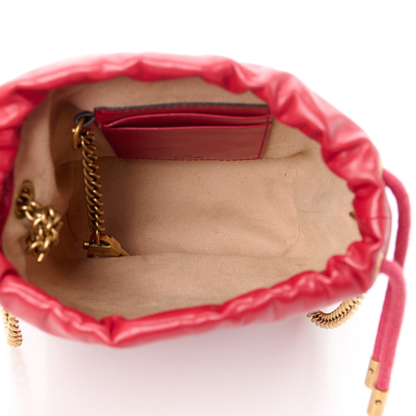 Calfskin Matelasse Mini GG Marmont 2.0 Bucket Bag Hibiscus Red