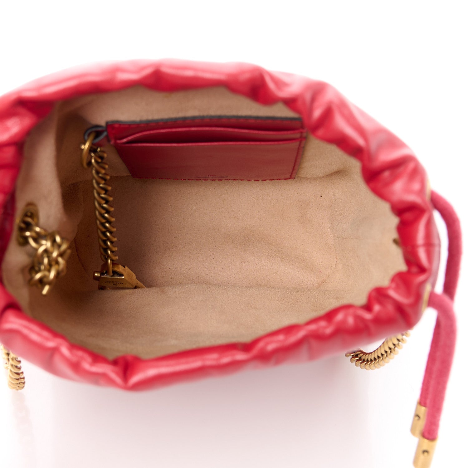 Gucci Calfskin Matelasse Mini GG Marmont 2.0 Bucket Bag Hibiscus Red 5 of 10