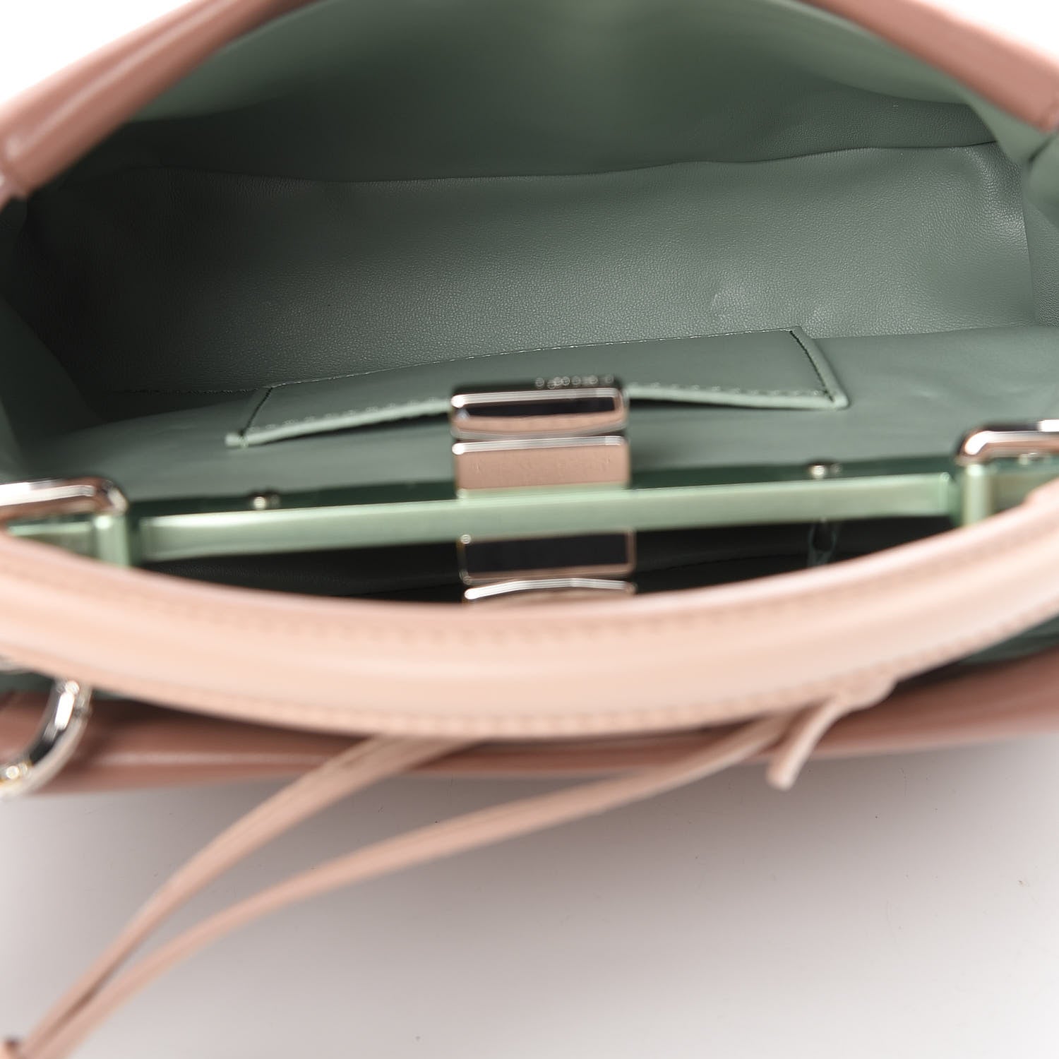 Fendi Nappa Colorblock Mini Peekaboo Iconic Satchel English Rose Plaster Oxigen 8 of 15