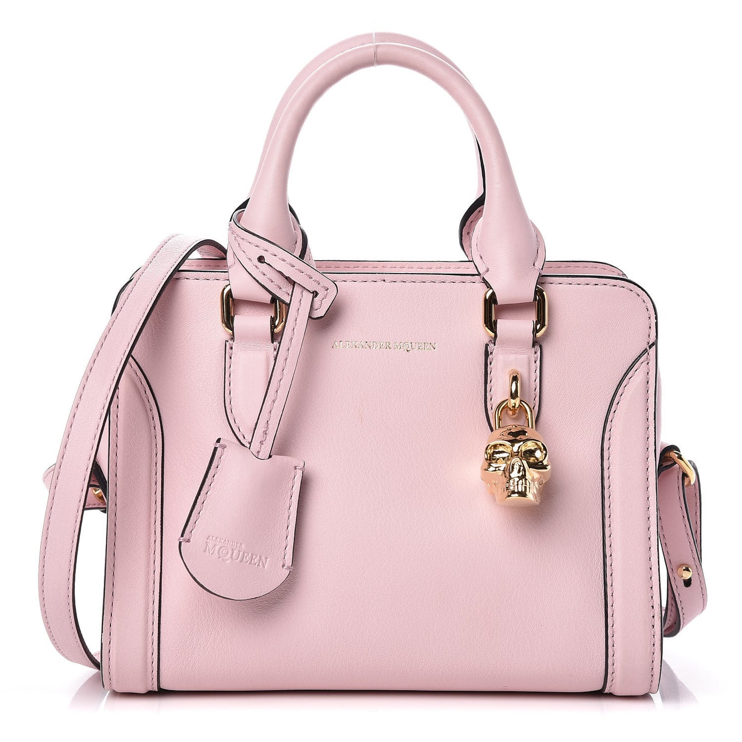 Pebbled Calfskin Mini Padlock Tote Baby Pink