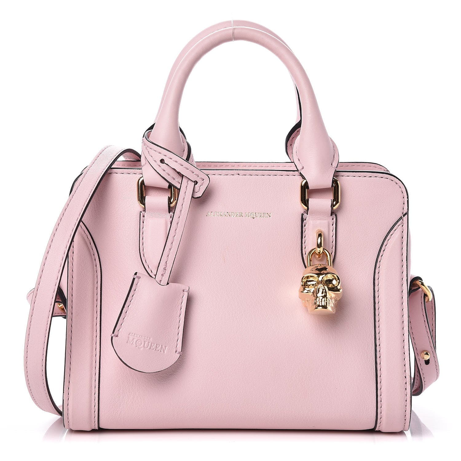 Alexander McQueen Pebbled Calfskin Mini Padlock Tote Baby Pink 1 of 11