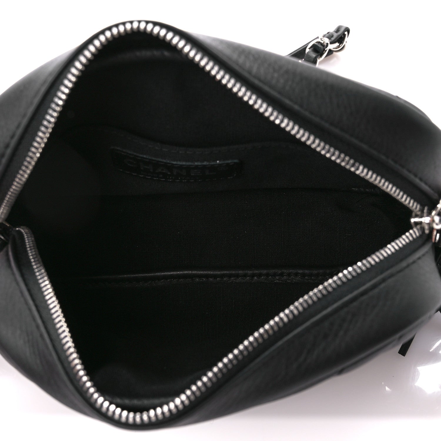 Chanel Calfskin Diagonal Chevron Quilted Tassel Camera Case Black 5 of 11