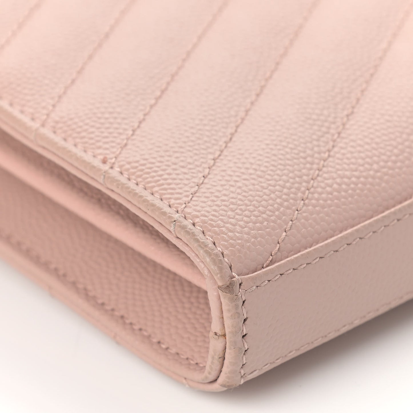 Grain De Poudre Matelasse Chevron Monogram Chain Wallet Pale Pink