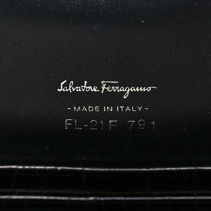 Salvatore Ferragamo Crocodile Altea Shoulder Bag Black 6 of 9