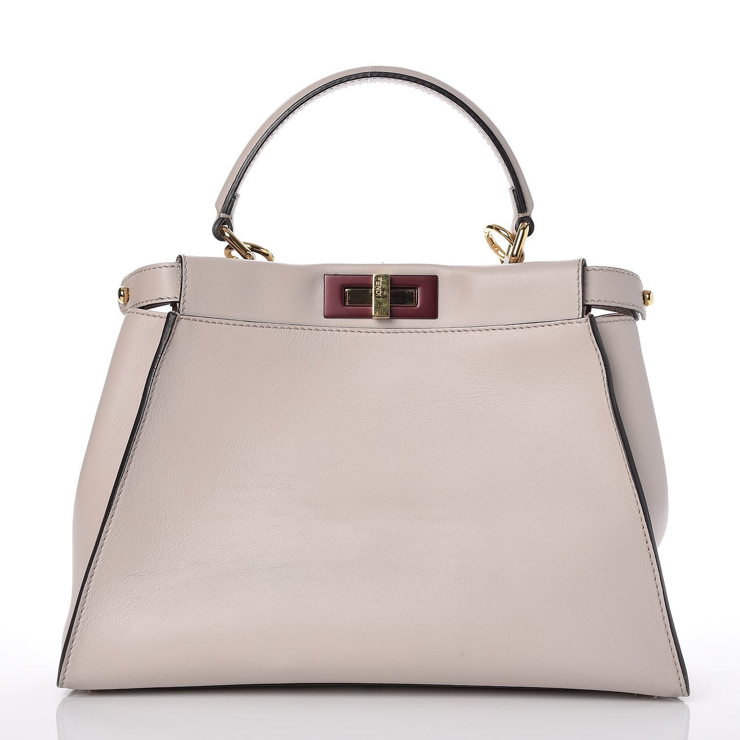 Vitello Seta Shiny Nappa Medium Peekaboo Iconic Satchel Grigio Polvere Bois de Rose
