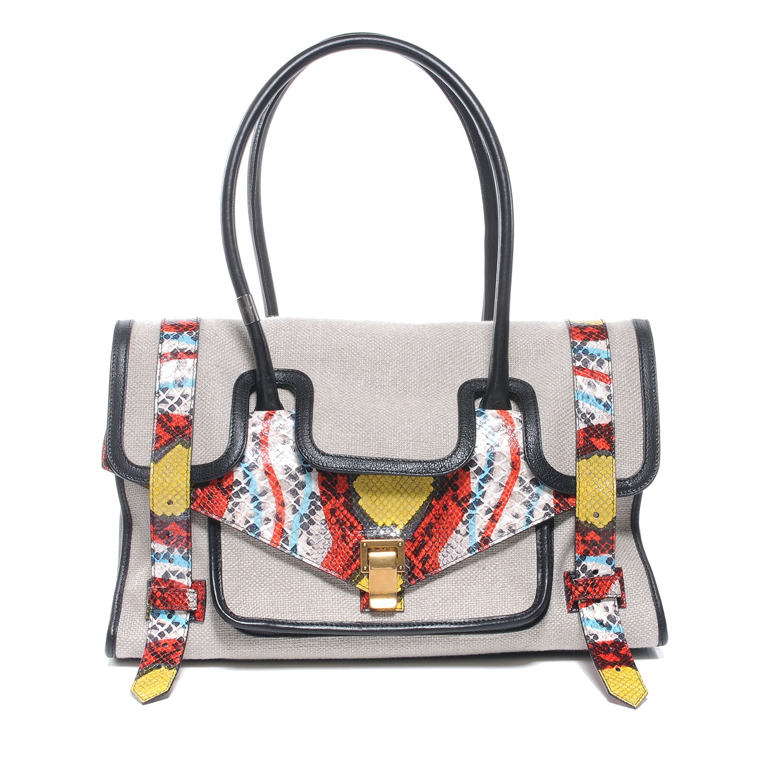 Proenza Schouler Canvas and Python Embossed Leather PS1 Small Keep All 1 of 7
