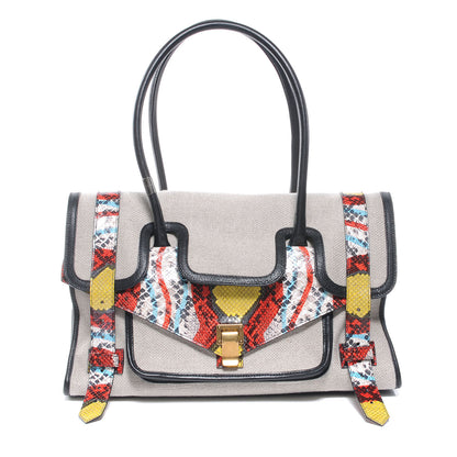 Proenza Schouler Canvas and Python Embossed Leather PS1 Small Keep All 1 of 7