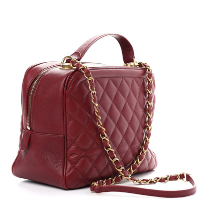 Chanel Calfskin Quilted CC Medium Vanity Case Dark Red 3 of 9