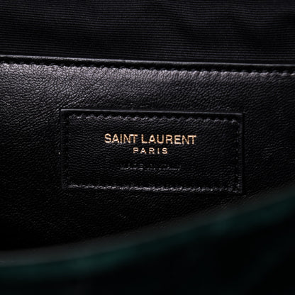 Saint Laurent Velvet Matelasse Chevron Medium Monogram Chain Bag New Dark Green 6 of 10