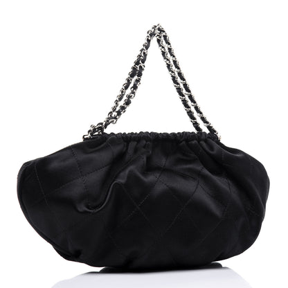 Chanel Satin Diamond Stitch Croissant Pochette Black 3 of 12