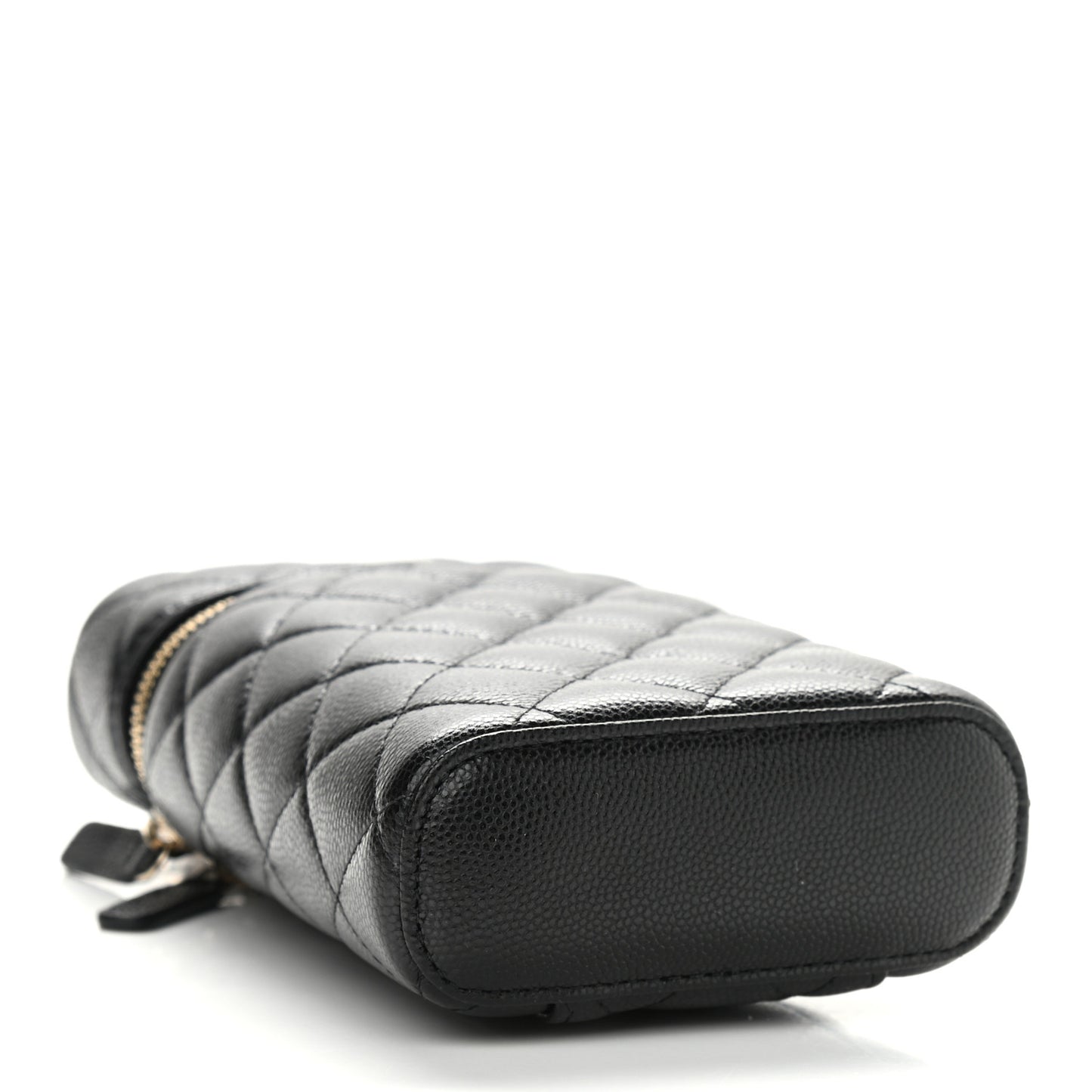 Caviar Quilted Phone Holder With Chain Black