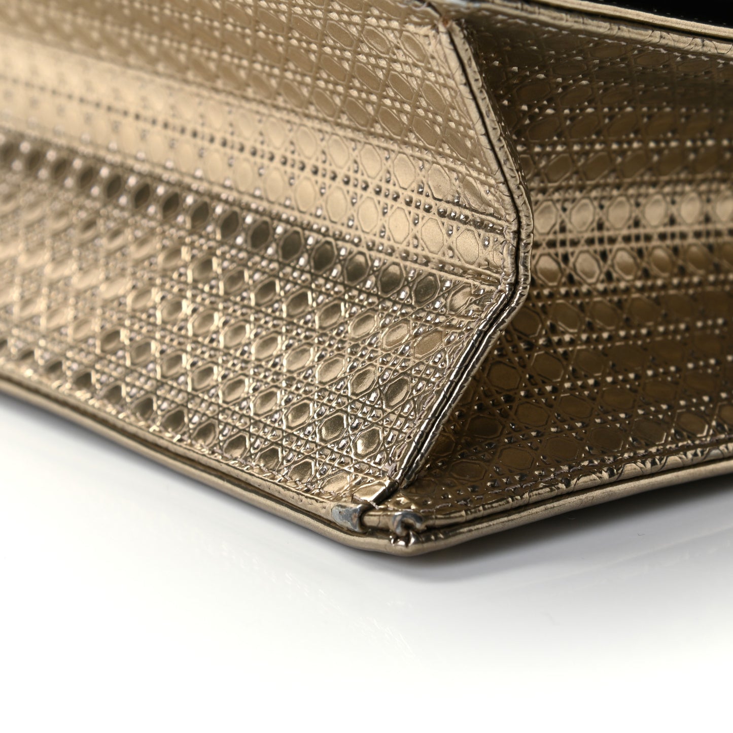 Metallic Patent Micro-Cannage Medium Diorama Flap Bag Gold