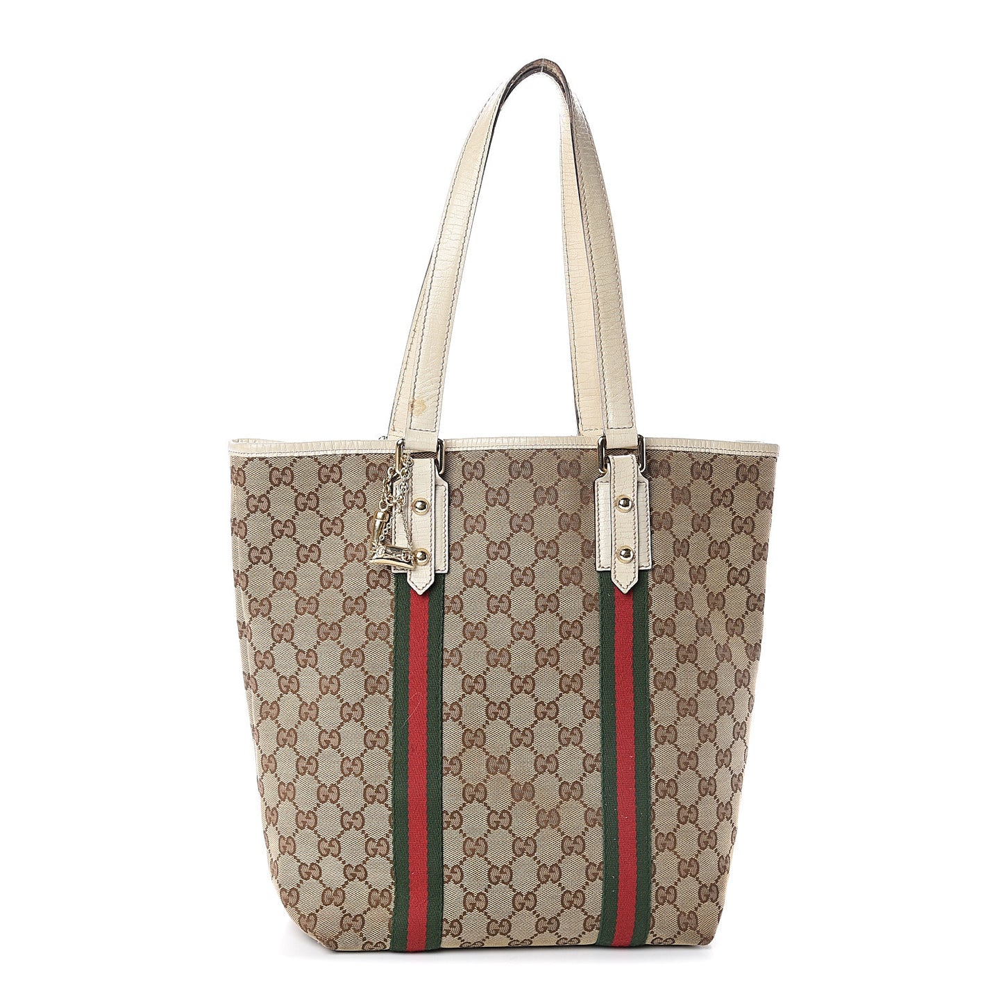 GG Monogram Web Jolicoeur Vertical Shopping Tote Off White