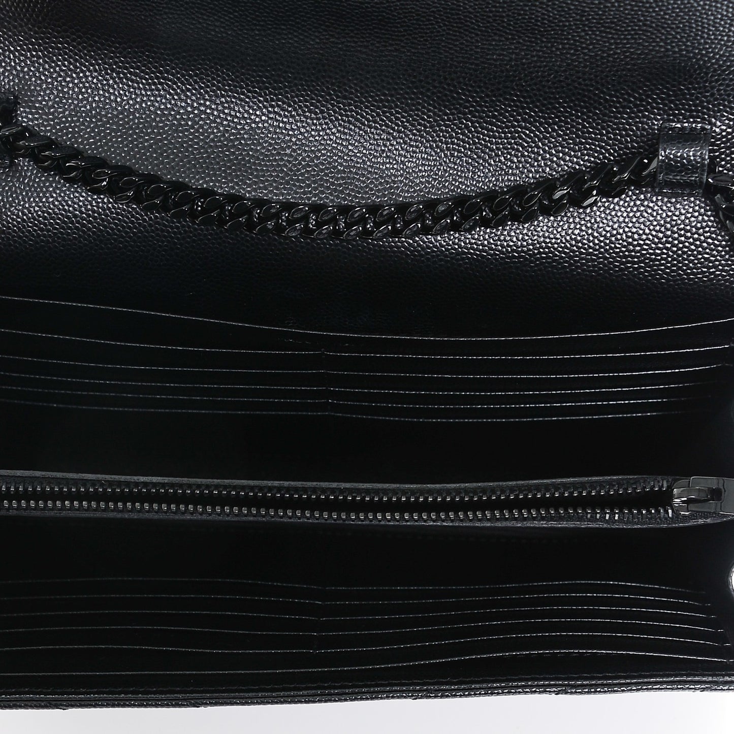 Grain De Poudre Matelasse Chevron Monogram Chain Wallet Black