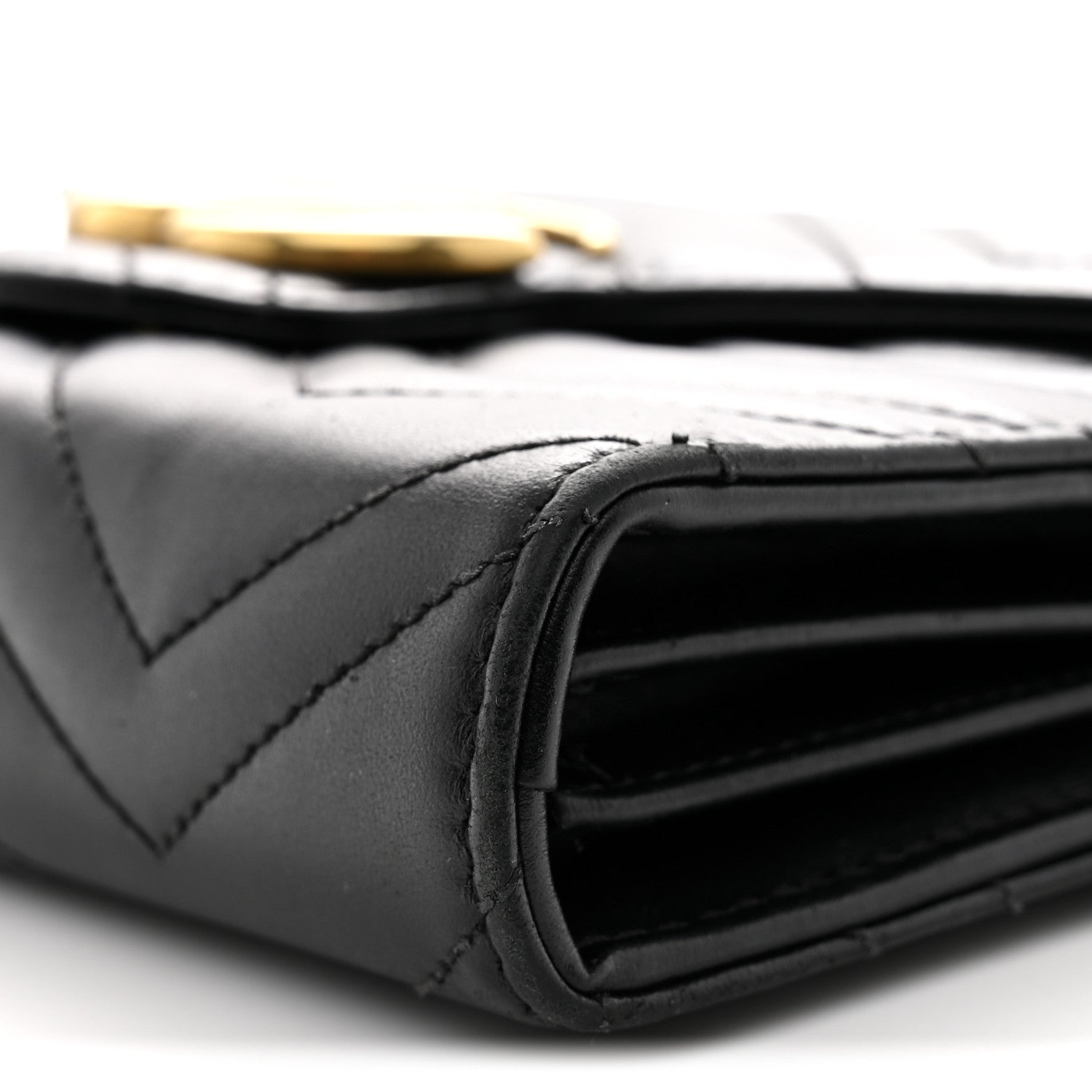 Gucci Calfskin Matelasse GG Marmont Chain Wallet Black 10 of 11
