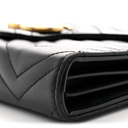 Gucci Calfskin Matelasse GG Marmont Chain Wallet Black 10 of 11